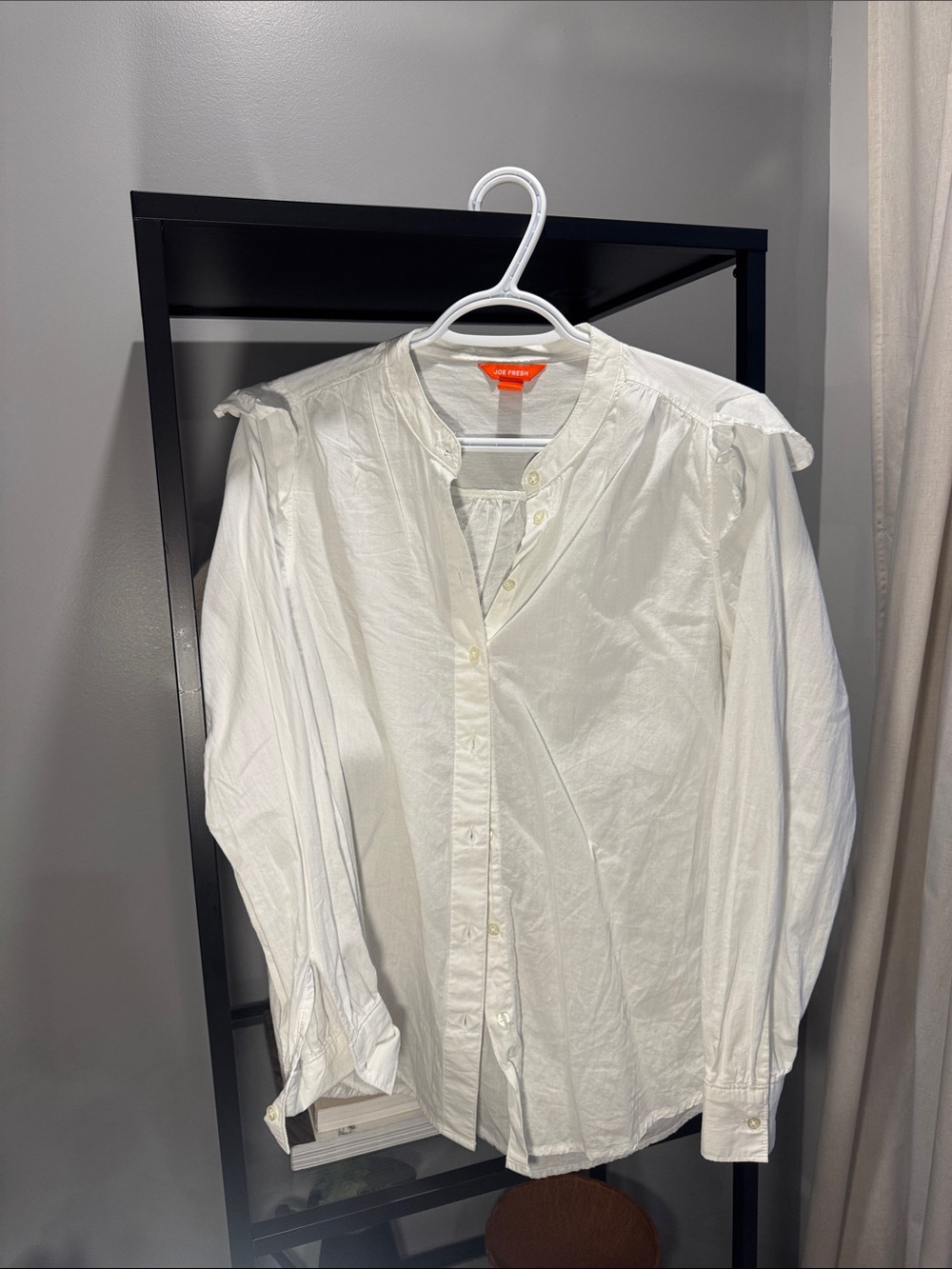 276. White Button-Up Shirt with Mandarin Collar -